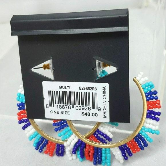 Rebecca minkoff multi color beaded hoop earrings - Picture 3 of 3